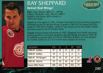 1992-93 Parkhurst #280 Ray Sheppard Back