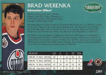1992-93 Parkhurst #289 Brad Werenka Back
