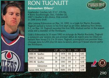 1992-93 Parkhurst #290 Ron Tugnutt Back
