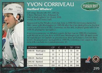 1992-93 Parkhurst #295 Yvon Corriveau Back