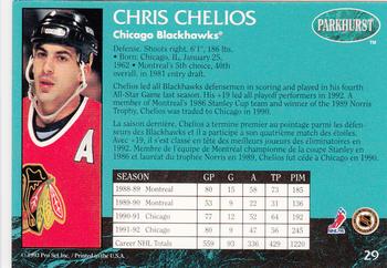 1992-93 Parkhurst #29 Chris Chelios Back