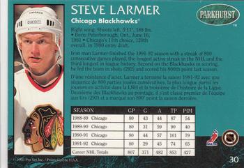 1992-93 Parkhurst #30 Steve Larmer Back