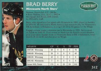 1992-93 Parkhurst #312 Brad Berry Back