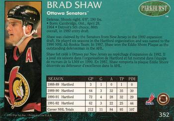 1992-93 Parkhurst #352 Brad Shaw Back