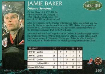 1992-93 Parkhurst #353 Jamie Baker Back