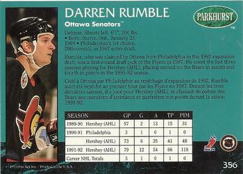 1992-93 Parkhurst #356 Darren Rumble Back