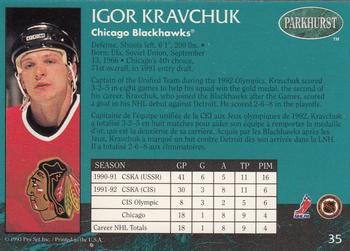 1992-93 Parkhurst #35 Igor Kravchuk Back