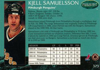 1992-93 Parkhurst #373 Kjell Samuelsson Back