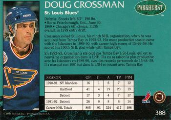1992-93 Parkhurst #388 Doug Crossman Back