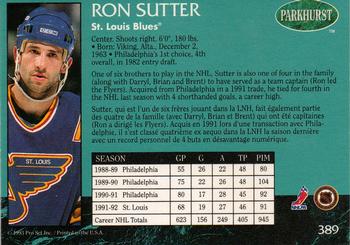 1992-93 Parkhurst #389 Ron Sutter Back