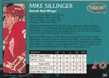1992-93 Parkhurst #38 Mike Sillinger Back
