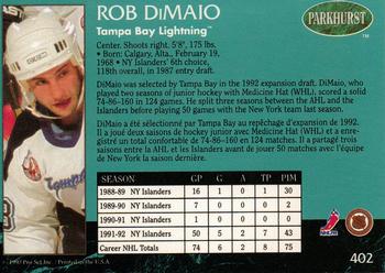 1992-93 Parkhurst #402 Rob DiMaio Back
