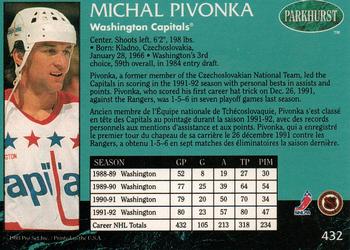 1992-93 Parkhurst #432 Michal Pivonka Back
