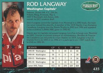 1992-93 Parkhurst #433 Rod Langway Back