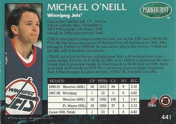 1992-93 Parkhurst #441 Mike O'Neill Back