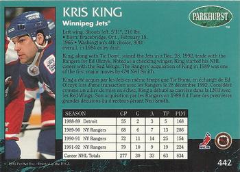 1992-93 Parkhurst #442 Kris King Back