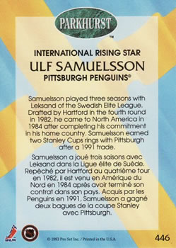 1992-93 Parkhurst #446 Ulf Samuelsson Back