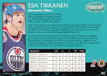 1992-93 Parkhurst #46 Esa Tikkanen Back