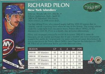 1992-93 Parkhurst #490 Rich Pilon Back