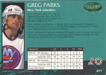 1992-93 Parkhurst #491 Greg Parks Back