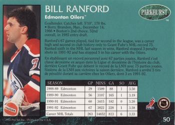 1992-93 Parkhurst #50 Bill Ranford Back