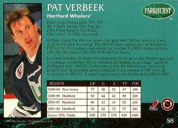 1992-93 Parkhurst #58 Pat Verbeek Back
