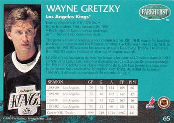 1992-93 Parkhurst #65 Wayne Gretzky Back