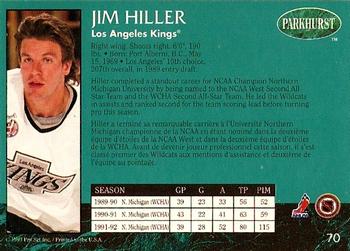 1992-93 Parkhurst #70 Jim Hiller Back