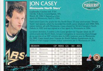 1992-93 Parkhurst #73 Jon Casey Back