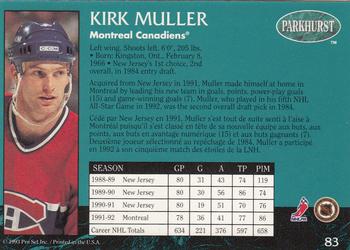 1992-93 Parkhurst #83 Kirk Muller Back