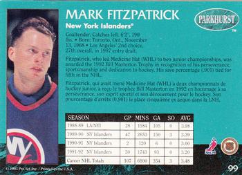 1992-93 Parkhurst #99 Mark Fitzpatrick Back