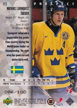 1998-99 Upper Deck Black Diamond - Quadruple Diamond #113 Mathias Tjarnqvist Back
