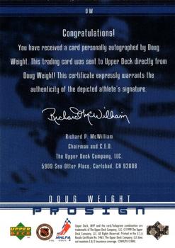 1998-99 Upper Deck MVP - ProSign #DW Doug Weight Back