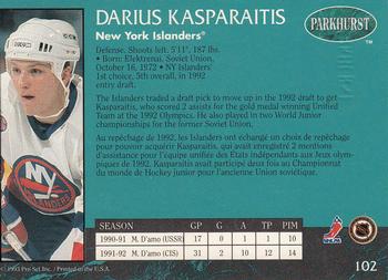 1992-93 Parkhurst - Emerald Ice #102 Darius Kasparaitis Back
