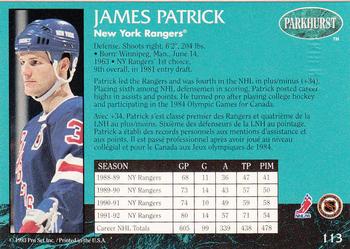 1992-93 Parkhurst - Emerald Ice #113 James Patrick Back