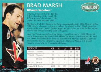 1992-93 Parkhurst - Emerald Ice #123 Brad Marsh Back
