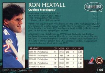 1992-93 Parkhurst - Emerald Ice #144 Ron Hextall Back
