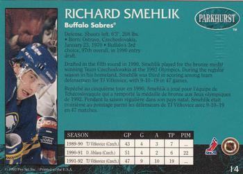 1992-93 Parkhurst - Emerald Ice #14 Richard Smehlik Back