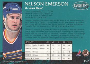 1992-93 Parkhurst - Emerald Ice #152 Nelson Emerson Back