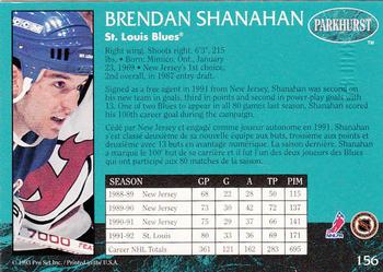1992-93 Parkhurst - Emerald Ice #156 Brendan Shanahan Back