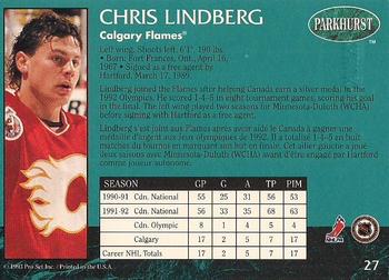 1992-93 Parkhurst - Emerald Ice #27 Chris Lindberg Back