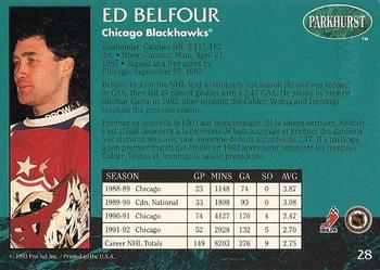 1992-93 Parkhurst - Emerald Ice #28 Ed Belfour Back
