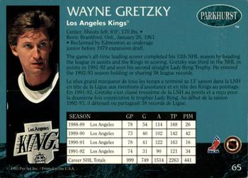 1992-93 Parkhurst - Emerald Ice #65 Wayne Gretzky Back