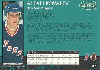 1992-93 Parkhurst - Emerald Ice #109 Alexei Kovalev Back