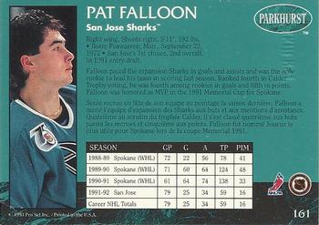 1992-93 Parkhurst - Emerald Ice #161 Pat Falloon Back
