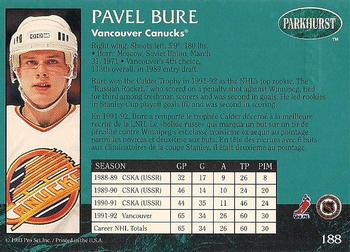 1992-93 Parkhurst - Emerald Ice #188 Pavel Bure Back