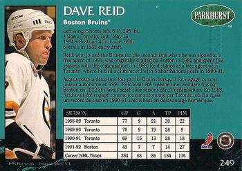 1992-93 Parkhurst - Emerald Ice #249 Dave Reid Back