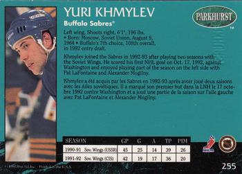 1992-93 Parkhurst - Emerald Ice #255 Yuri Khmylev Back