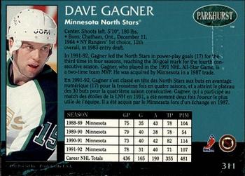 1992-93 Parkhurst - Emerald Ice #311 Dave Gagner Back