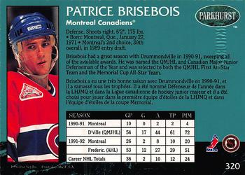 1992-93 Parkhurst - Emerald Ice #320 Patrice Brisebois Back